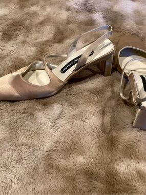 Satin Slingback Heels in Blush